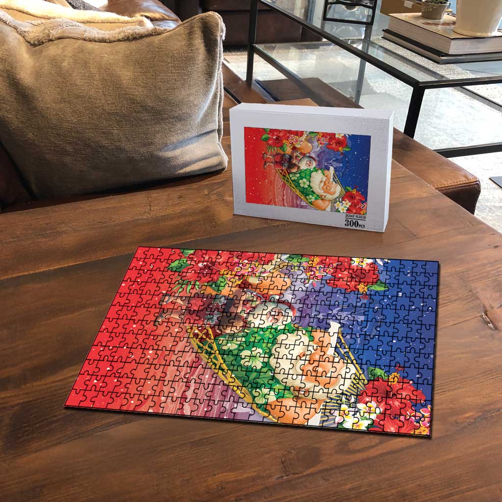 Dominican Republic Christmas Puzzle Santa Relaxing On The Beach - Wonder Print Shop