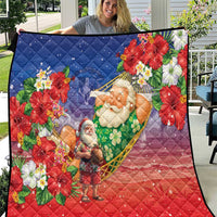 Dominican Republic Christmas Quilt Santa Relaxing On The Beach - Wonder Print Shop