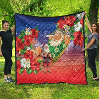 Dominican Republic Christmas Quilt Santa Relaxing On The Beach - Wonder Print Shop
