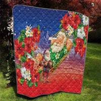 Dominican Republic Christmas Quilt Santa Relaxing On The Beach - Wonder Print Shop