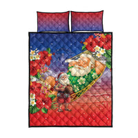 Dominican Republic Christmas Quilt Bed Set Santa Relaxing On The Beach - Wonder Print Shop