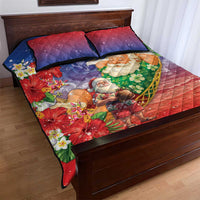 Dominican Republic Christmas Quilt Bed Set Santa Relaxing On The Beach - Wonder Print Shop
