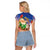 Dominican Republic Christmas Raglan Cropped T Shirt Santa Relaxing On The Beach - Wonder Print Shop