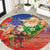 Dominican Republic Christmas Round Carpet Santa Relaxing On The Beach - Wonder Print Shop