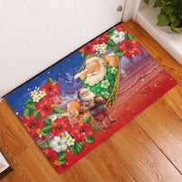 Dominican Republic Christmas Rubber Doormat Santa Relaxing On The Beach - Wonder Print Shop