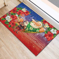 Dominican Republic Christmas Rubber Doormat Santa Relaxing On The Beach - Wonder Print Shop