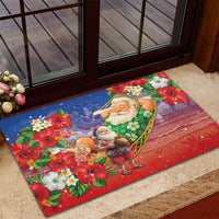 Dominican Republic Christmas Rubber Doormat Santa Relaxing On The Beach - Wonder Print Shop