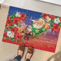 Dominican Republic Christmas Rubber Doormat Santa Relaxing On The Beach - Wonder Print Shop
