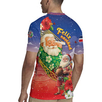 Dominican Republic Christmas Rugby Jersey Santa Relaxing On The Beach - Wonder Print Shop