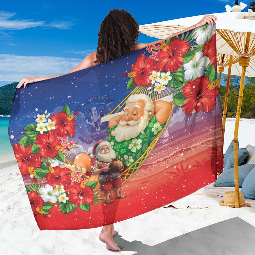Dominican Republic Christmas Sarong Santa Relaxing On The Beach - Wonder Print Shop