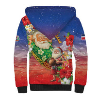 Dominican Republic Christmas Sherpa Hoodie Santa Relaxing On The Beach - Wonder Print Shop