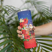 Dominican Republic Christmas Skinny Tumbler Santa Relaxing On The Beach - Wonder Print Shop
