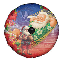 Dominican Republic Christmas Spare Tire Cover Santa Relaxing On The Beach - Wonder Print Shop