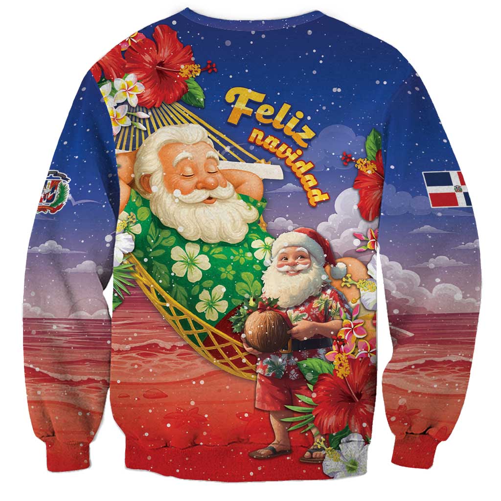 Dominican Republic Christmas Sweatshirt Santa Relaxing On The Beach - Wonder Print Shop