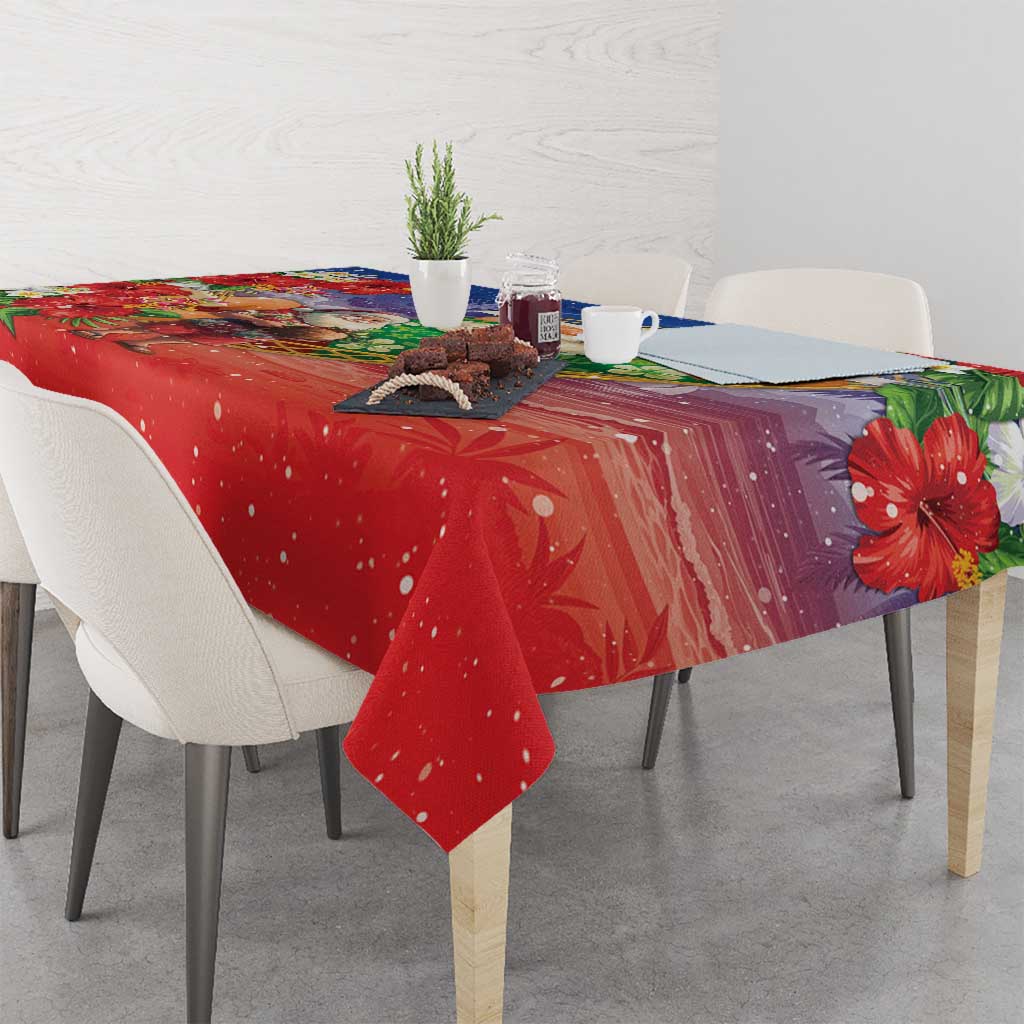 Dominican Republic Christmas Tablecloth Santa Relaxing On The Beach - Wonder Print Shop