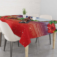 Dominican Republic Christmas Tablecloth Santa Relaxing On The Beach - Wonder Print Shop