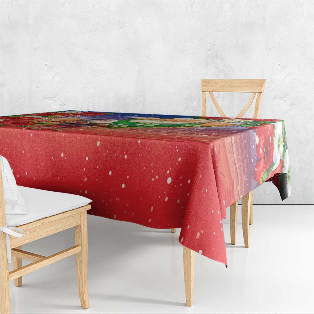 Dominican Republic Christmas Tablecloth Santa Relaxing On The Beach - Wonder Print Shop