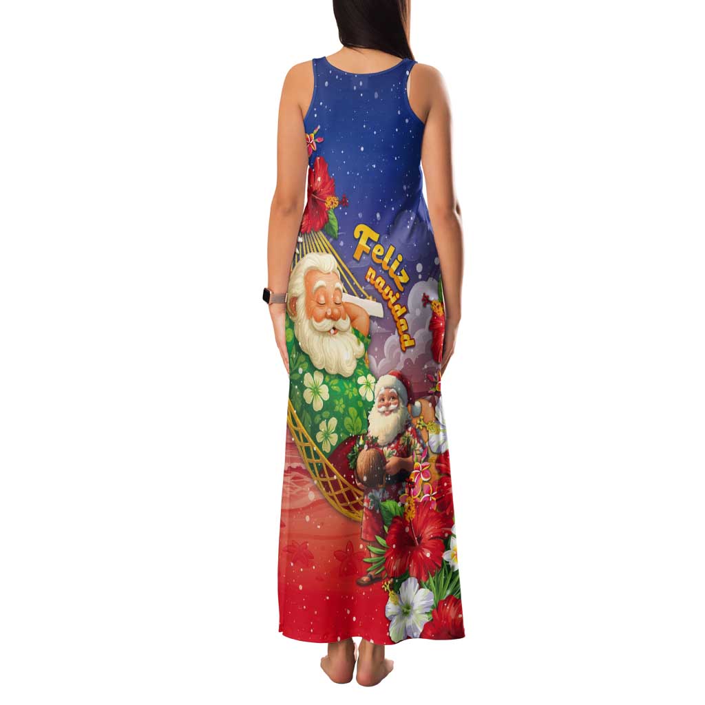 Dominican Republic Christmas Tank Maxi Dress Santa Relaxing On The Beach - Wonder Print Shop