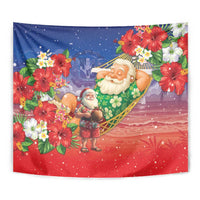 Dominican Republic Christmas Tapestry Santa Relaxing On The Beach - Wonder Print Shop