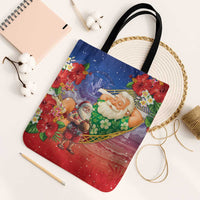 Dominican Republic Christmas Tote Bag Santa Relaxing On The Beach - Wonder Print Shop