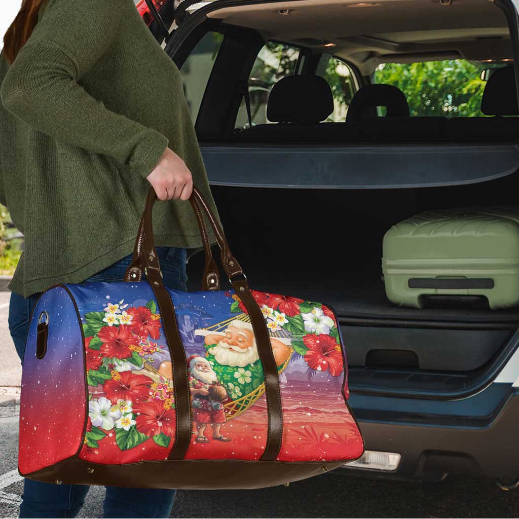 Dominican Republic Christmas Travel Bag Santa Relaxing On The Beach - Wonder Print Shop