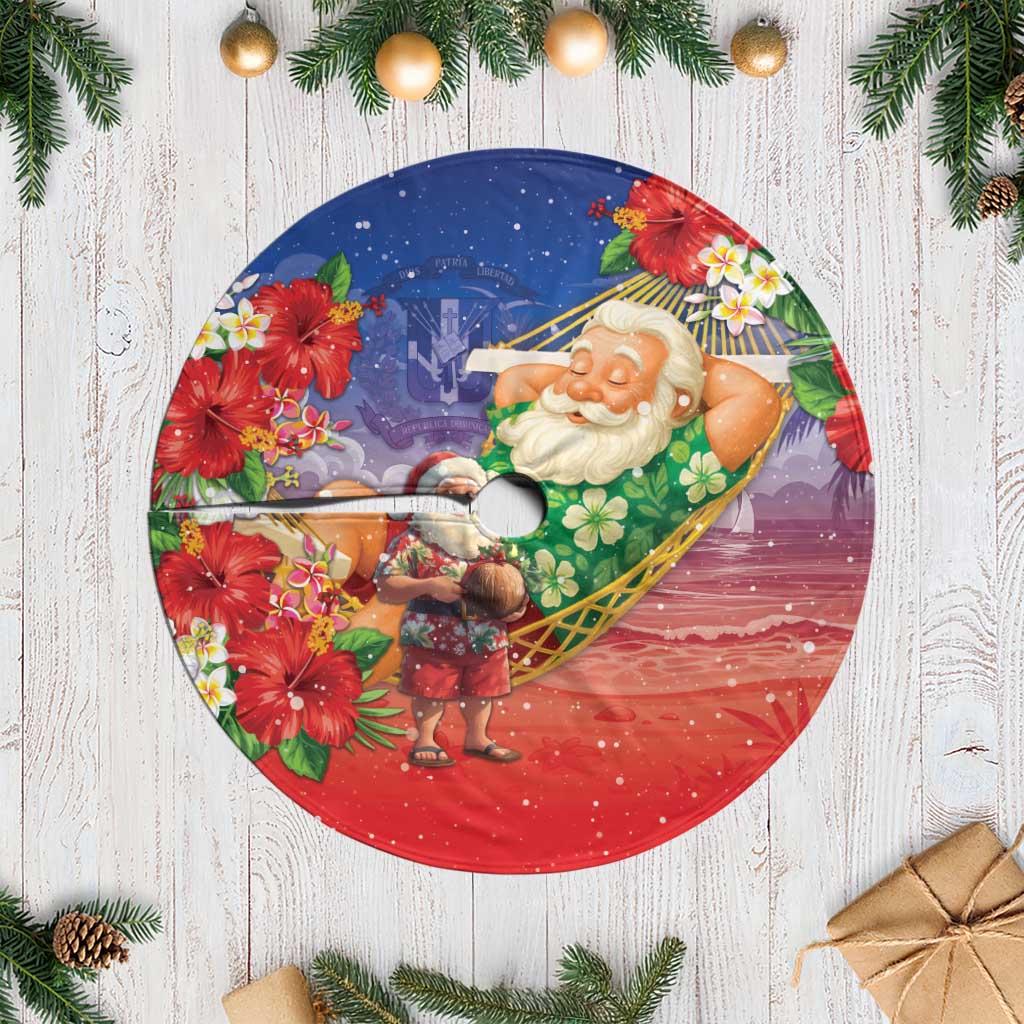 Dominican Republic Christmas Tree Skirt Santa Relaxing On The Beach - Wonder Print Shop