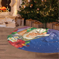 Dominican Republic Christmas Tree Skirt Santa Relaxing On The Beach - Wonder Print Shop