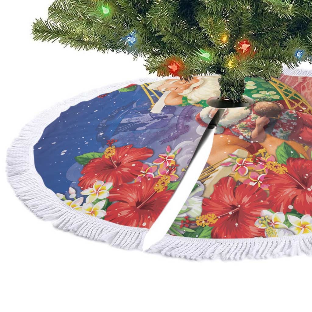 Dominican Republic Christmas Tree Skirt Santa Relaxing On The Beach - Wonder Print Shop