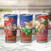 Dominican Republic Christmas Tumbler Cup Santa Relaxing On The Beach - Wonder Print Shop
