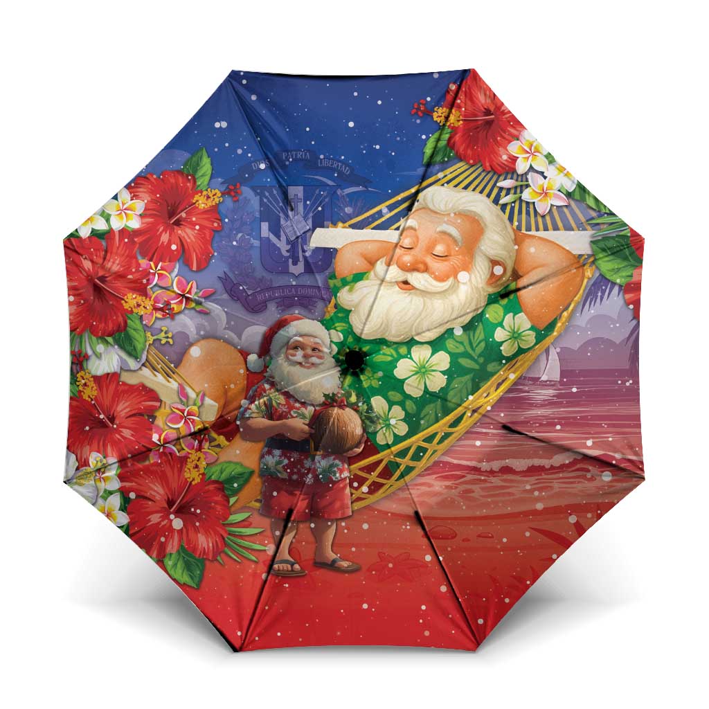 Dominican Republic Christmas Umbrella Santa Relaxing On The Beach - Wonder Print Shop