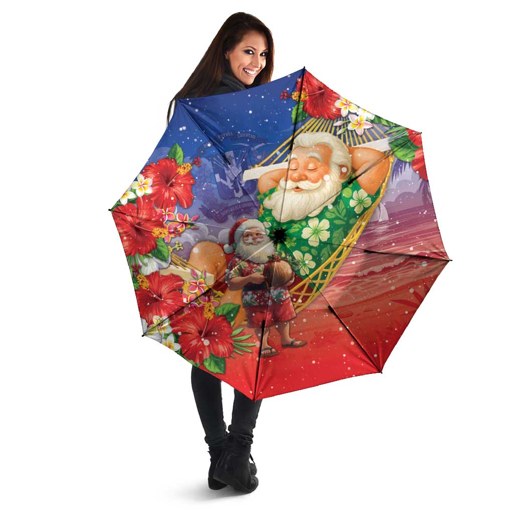 Dominican Republic Christmas Umbrella Santa Relaxing On The Beach - Wonder Print Shop