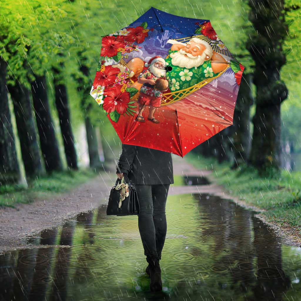 Dominican Republic Christmas Umbrella Santa Relaxing On The Beach - Wonder Print Shop