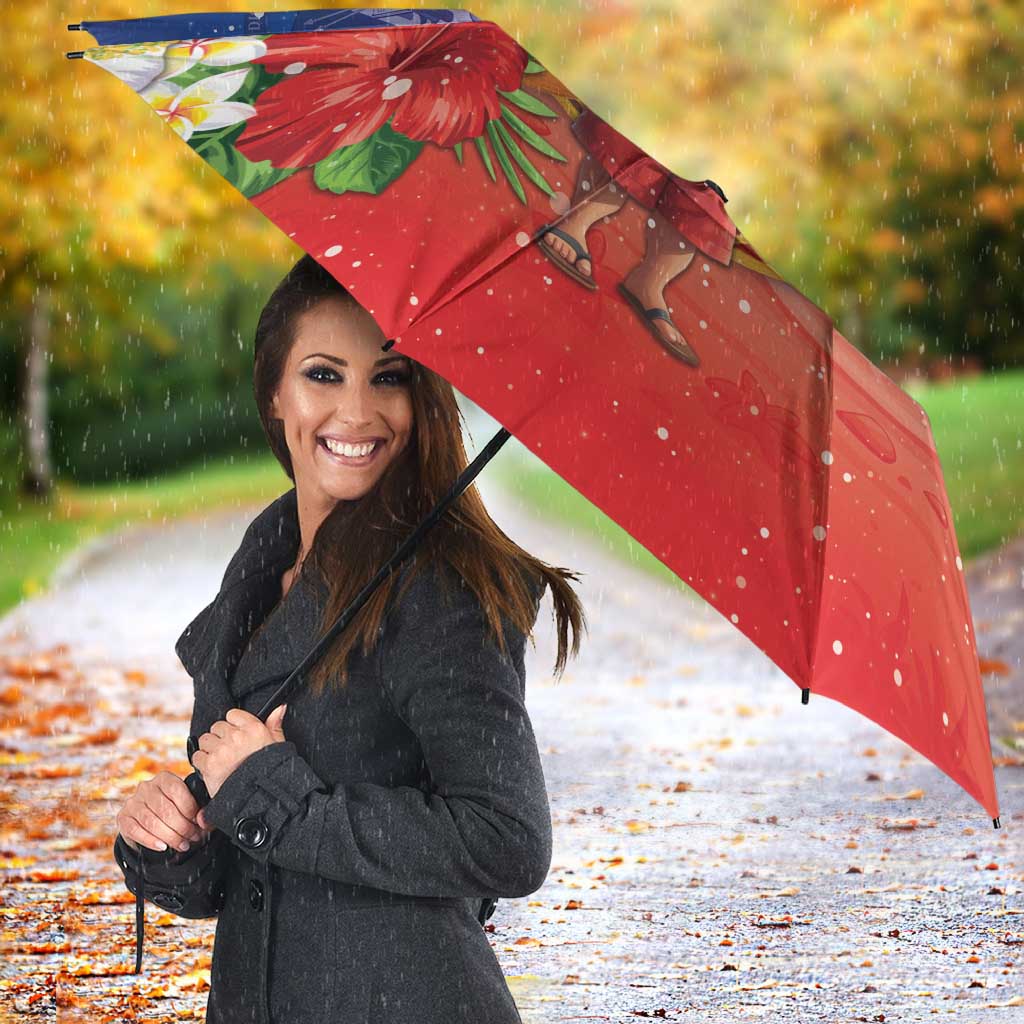 Dominican Republic Christmas Umbrella Santa Relaxing On The Beach - Wonder Print Shop