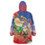 Dominican Republic Christmas Wearable Blanket Hoodie Santa Relaxing On The Beach - Wonder Print Shop