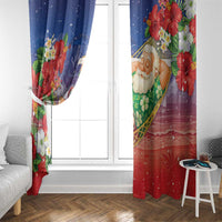 Dominican Republic Christmas Window Curtain Santa Relaxing On The Beach - Wonder Print Shop