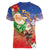 Dominican Republic Christmas Women V-Neck T-Shirt Santa Relaxing On The Beach - Wonder Print Shop