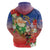 Dominican Republic Christmas Zip Hoodie Santa Relaxing On The Beach - Wonder Print Shop