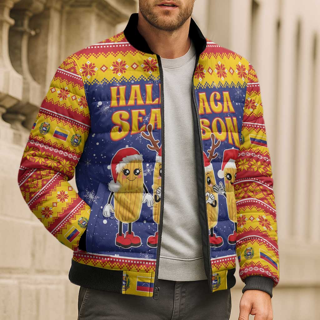 Venezuela Christmas Bomber Puffer Jacket Hallaca Season - Wonder Print Shop