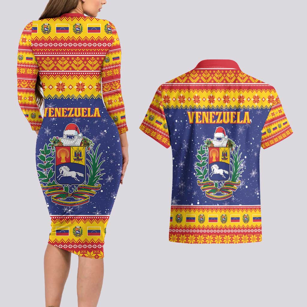 Venezuela Christmas Couples Matching Long Sleeve Bodycon Dress and Hawaiian Shirt Hallaca Season - Wonder Print Shop