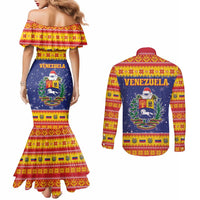 Venezuela Christmas Couples Matching Mermaid Dress and Long Sleeve Button Shirt Hallaca Season - Wonder Print Shop