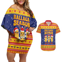 Venezuela Christmas Couples Matching Off Shoulder Short Dress and Hawaiian Shirt Hallaca Season - Wonder Print Shop