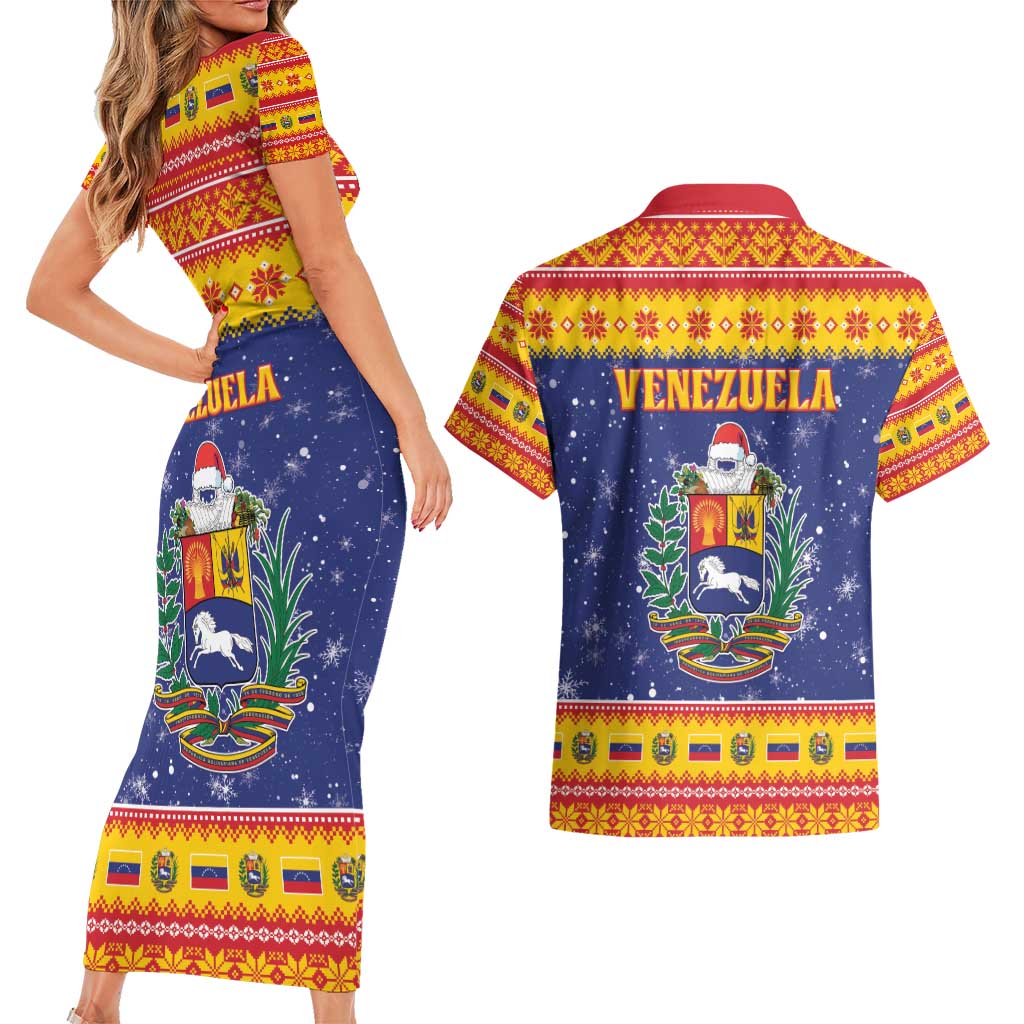 Venezuela Christmas Couples Matching Short Sleeve Bodycon Dress and Hawaiian Shirt Hallaca Season - Wonder Print Shop