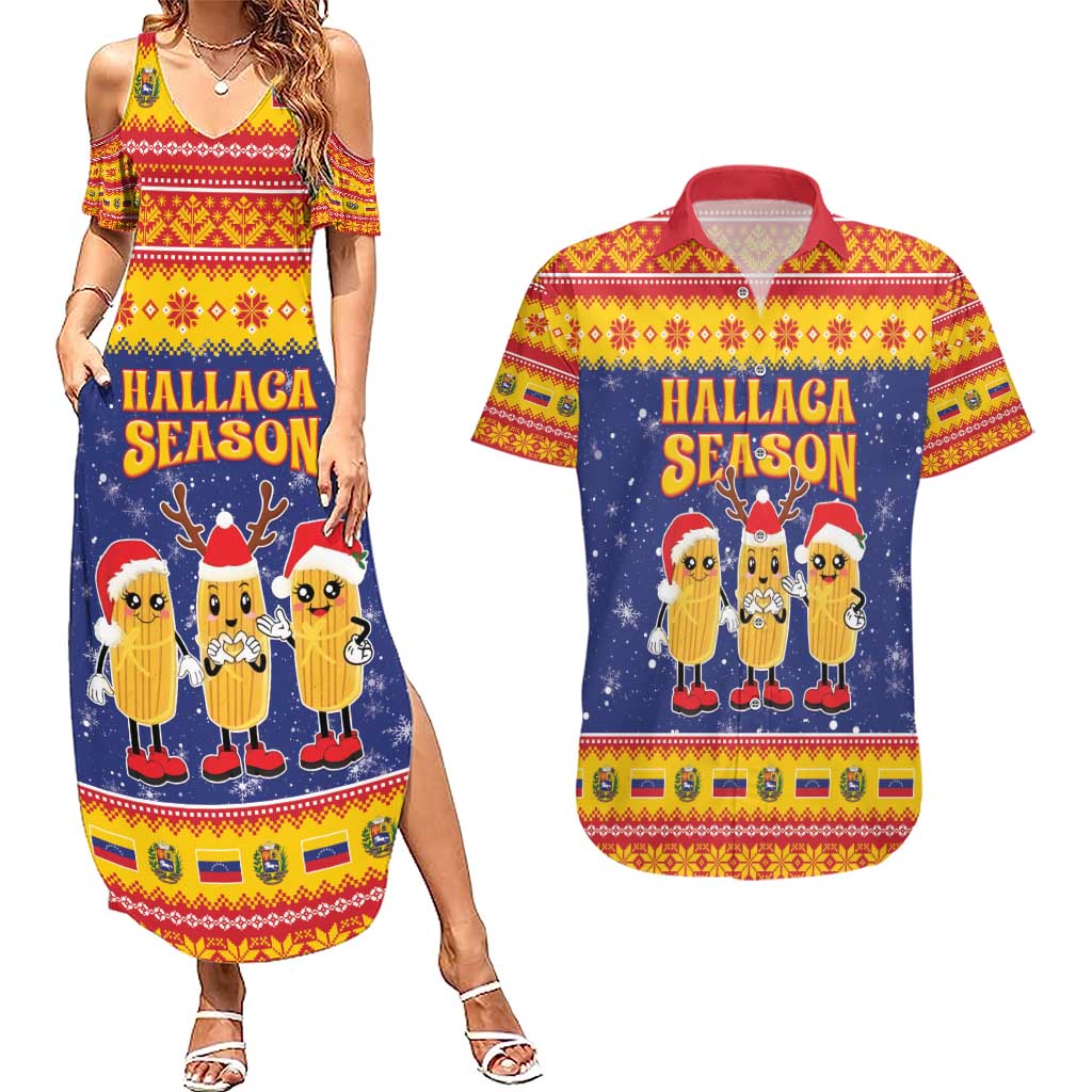 Venezuela Christmas Couples Matching Summer Maxi Dress and Hawaiian Shirt Hallaca Season - Wonder Print Shop
