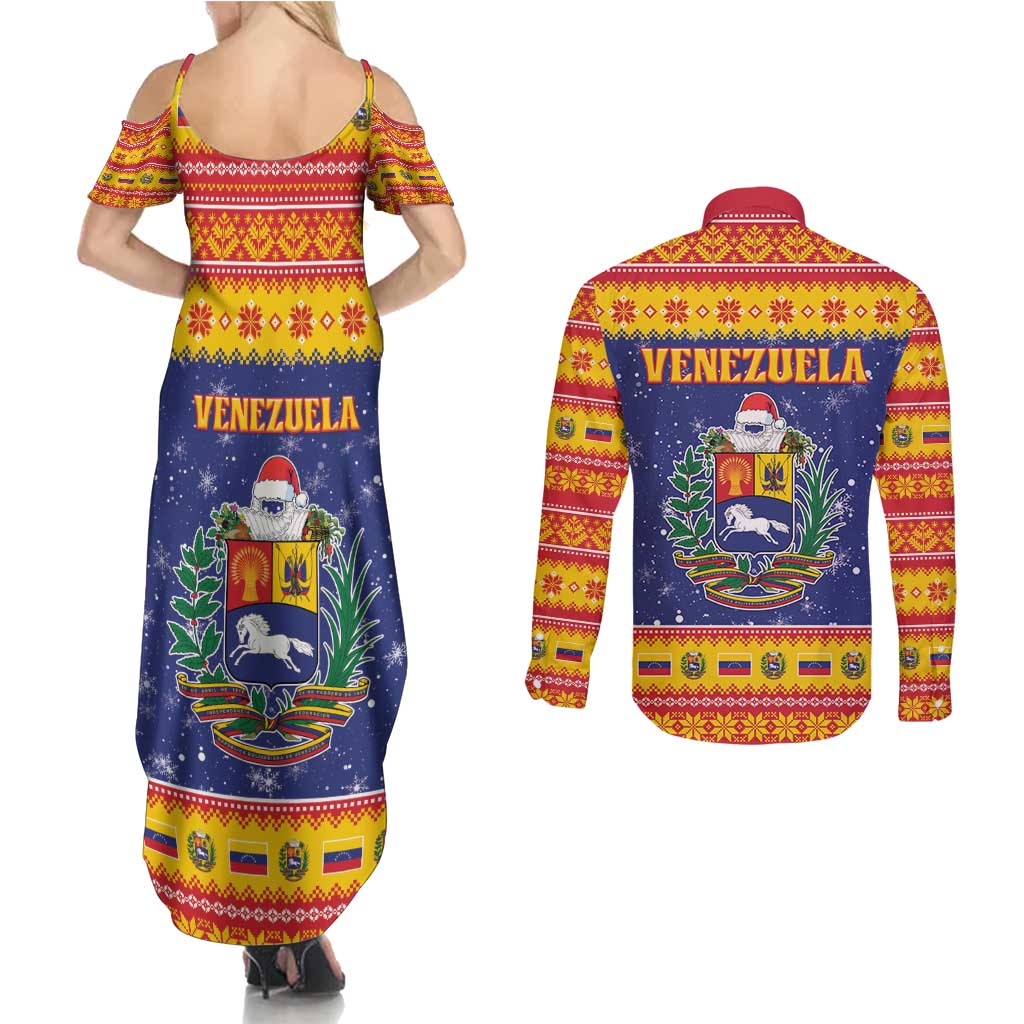 Venezuela Christmas Couples Matching Summer Maxi Dress and Long Sleeve Button Shirt Hallaca Season - Wonder Print Shop