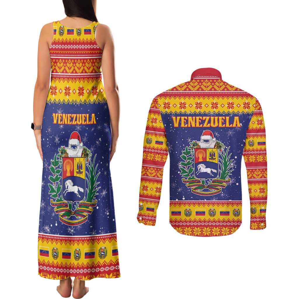 Venezuela Christmas Couples Matching Tank Maxi Dress and Long Sleeve Button Shirt Hallaca Season - Wonder Print Shop