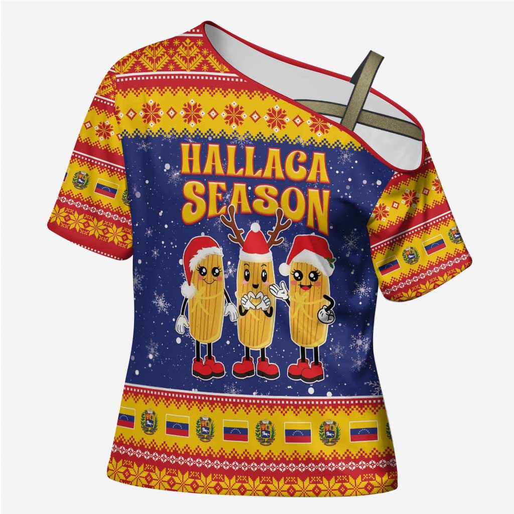 Venezuela Christmas Cross Shoulder Shirt Hallaca Season - Wonder Print Shop