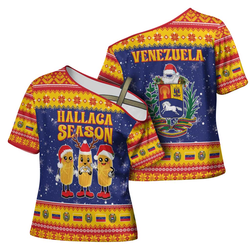 Venezuela Christmas Cross Shoulder Shirt Hallaca Season - Wonder Print Shop