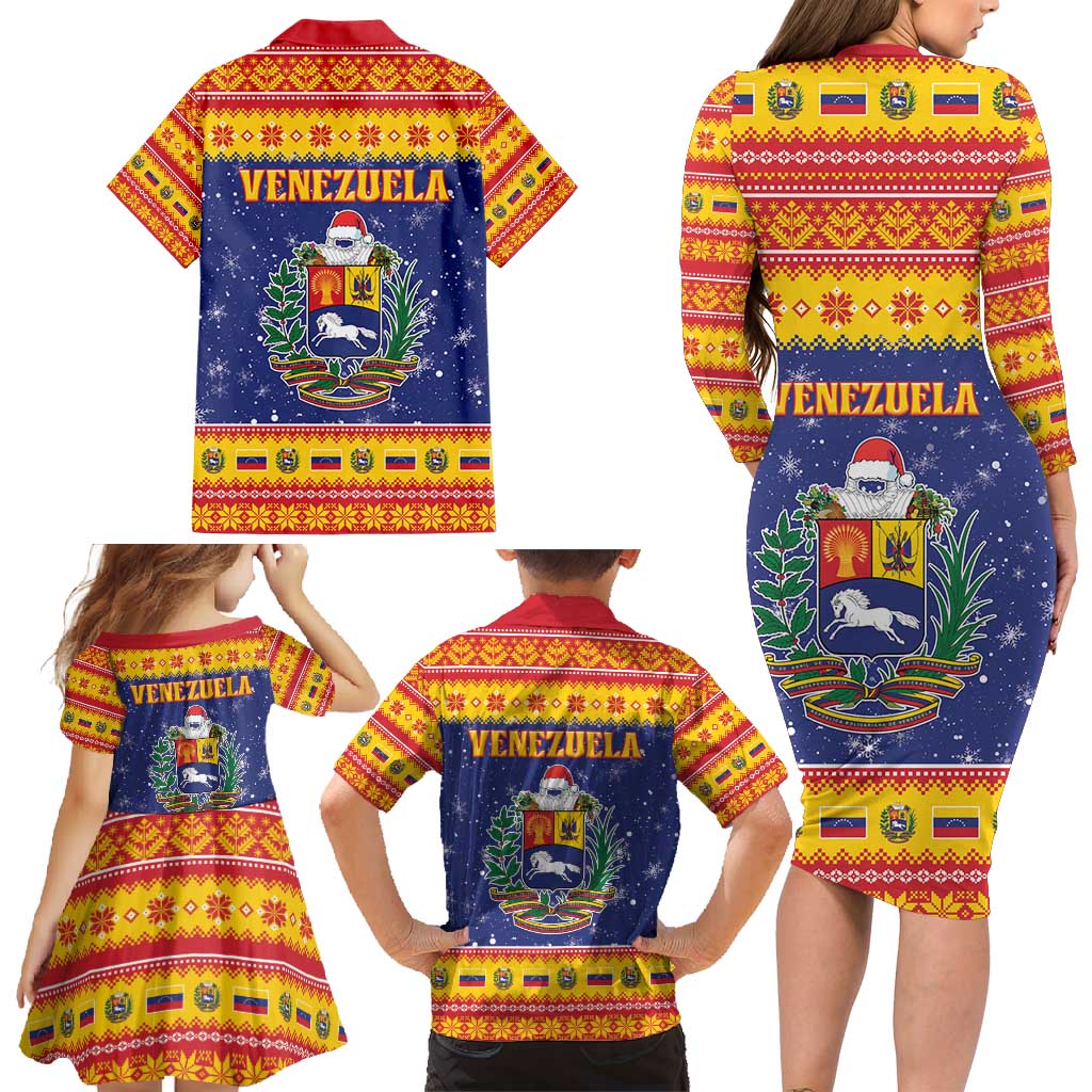 Venezuela Christmas Family Matching Long Sleeve Bodycon Dress and Hawaiian Shirt Hallaca Season - Wonder Print Shop