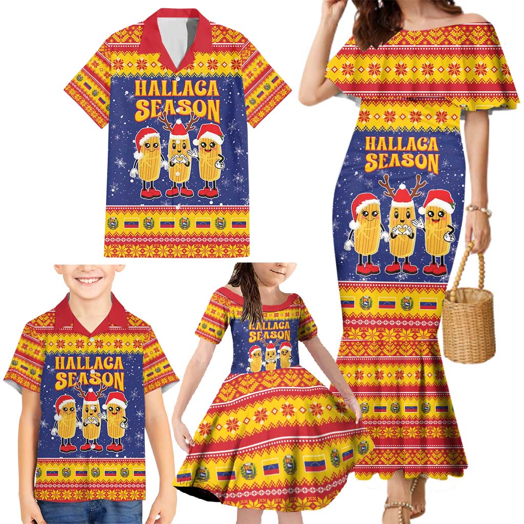 Venezuela Christmas Family Matching Mermaid Dress and Hawaiian Shirt Hallaca Season - Wonder Print Shop