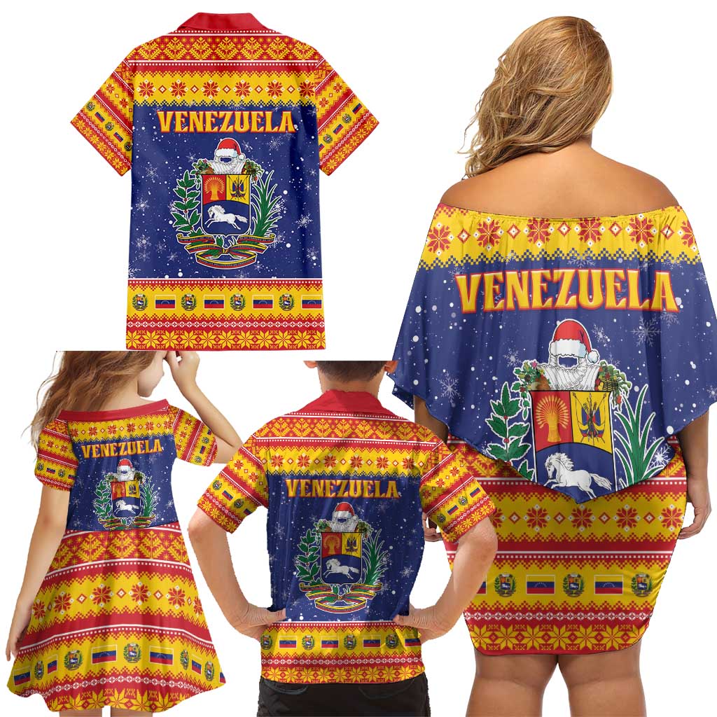 Venezuela Christmas Family Matching Off Shoulder Short Dress and Hawaiian Shirt Hallaca Season - Wonder Print Shop